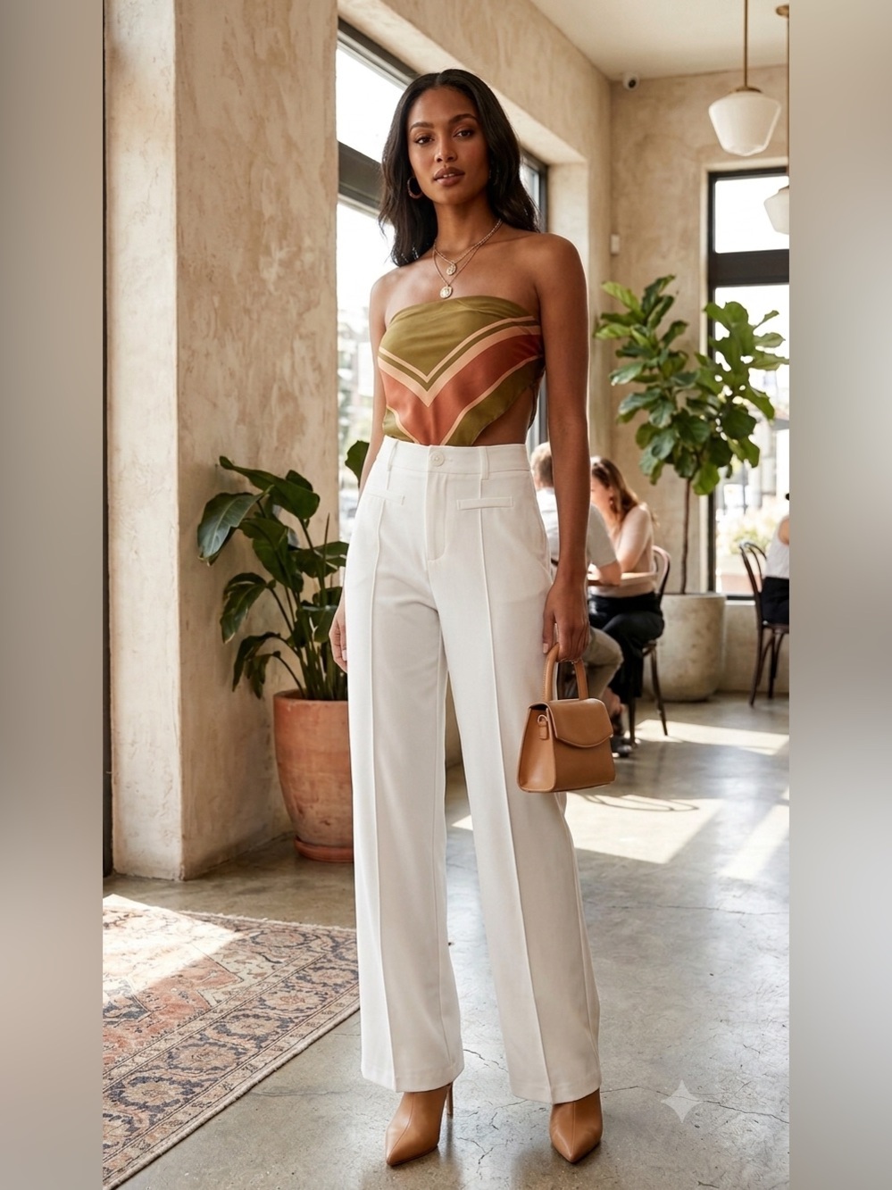 Tailored High-Waist Wide-Leg Pants in White